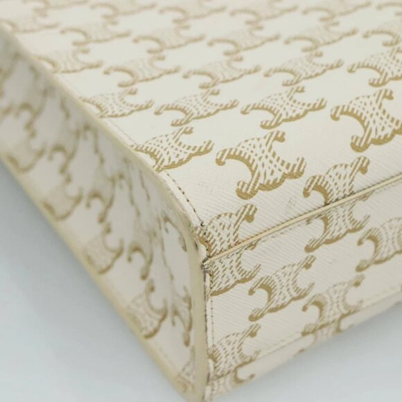 CELINE Triomphe Small Vertical Cabas Tote Bag PVC Leather 2way White - Picture 7 of 16